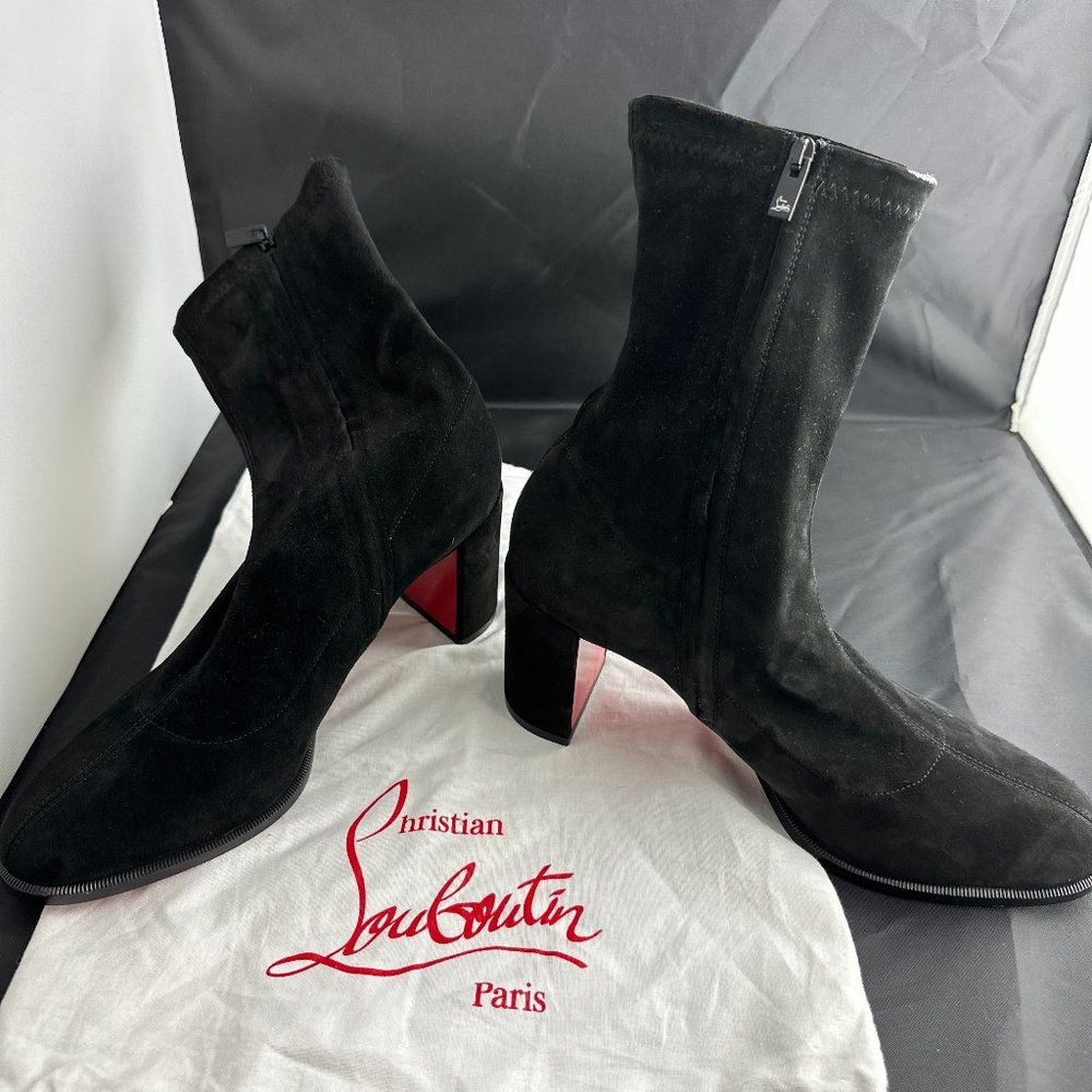 Christian Louboutin Adoxa Stretch Suede Red-Sole Booties *NEW* with shoe bag